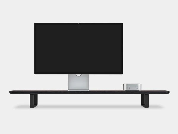 North American Solid Hardwood Monitor Stand Matte Black Oak