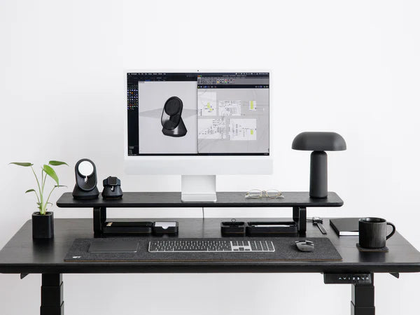 North American Solid Hardwood Monitor Stand Matte Black Oak