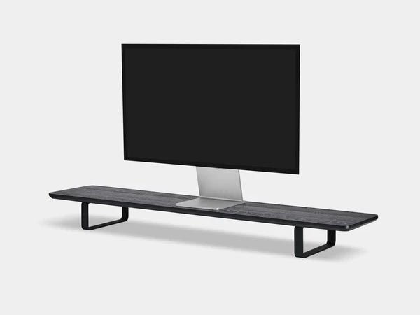 North American Solid Hardwood Monitor Stand Matte Black Oak